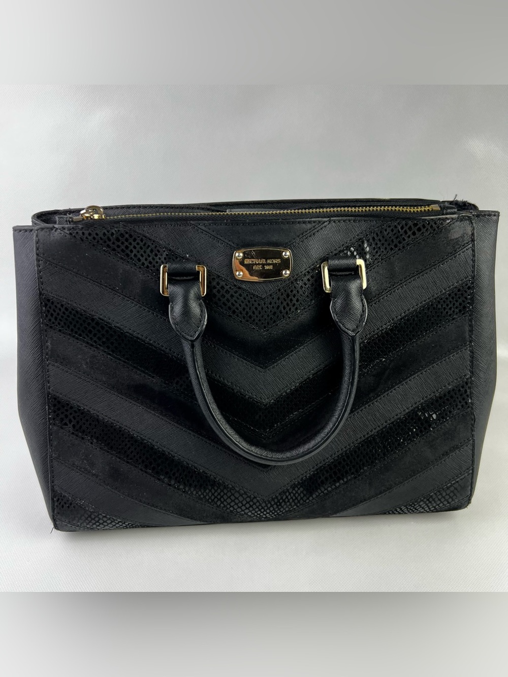 Michael Kors Black Leather Camille Satchel Crossbody Handbag Shoulder Bag